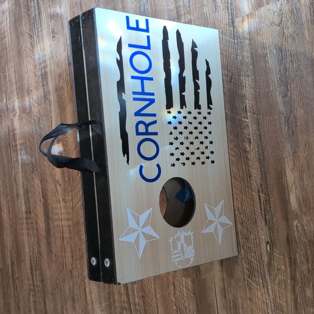 Travel Cornhole Game Set with Blue and Red Bean Bags - Picture 13 of 15